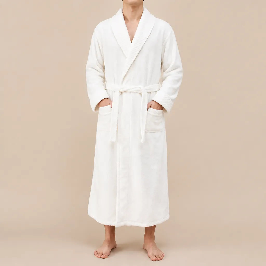 La boutique du peignoir Peignoir Homme Polaire - Velours Col Châle, Blanc