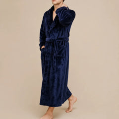 La boutique du peignoir Peignoir Homme Polaire - Velours Col Châle, Bleu Marine