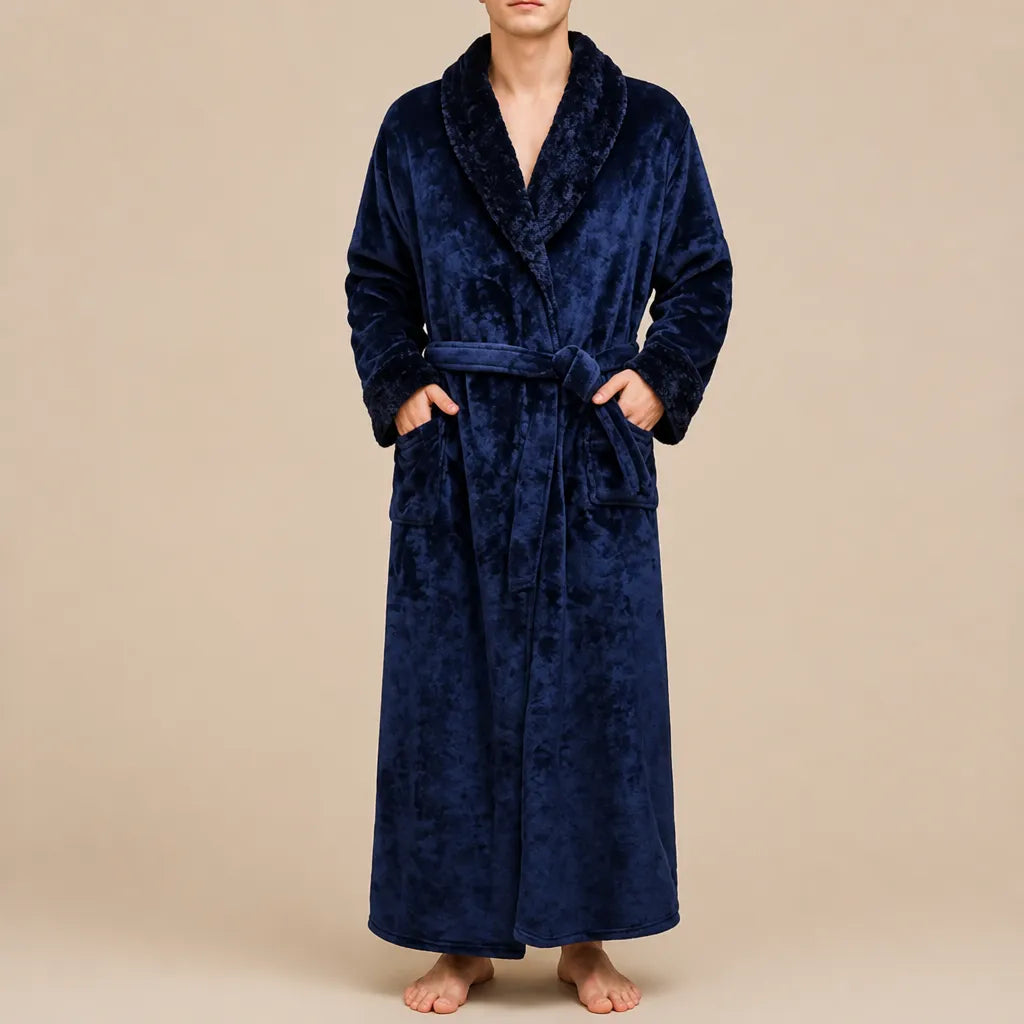 La boutique du peignoir Peignoir Homme Polaire - Velours Col Châle, Bleu Marine