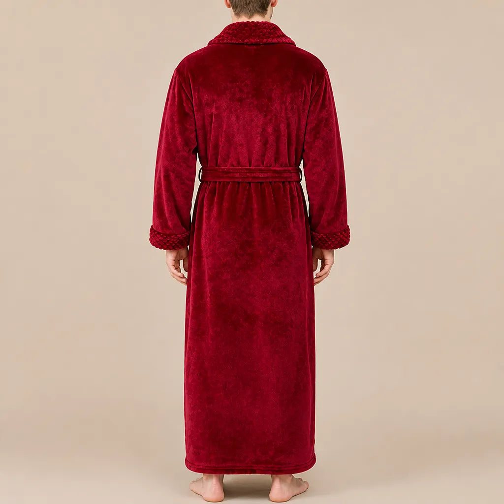 La boutique du peignoir Peignoir Homme Polaire - Velours Col Châle, Bordeaux