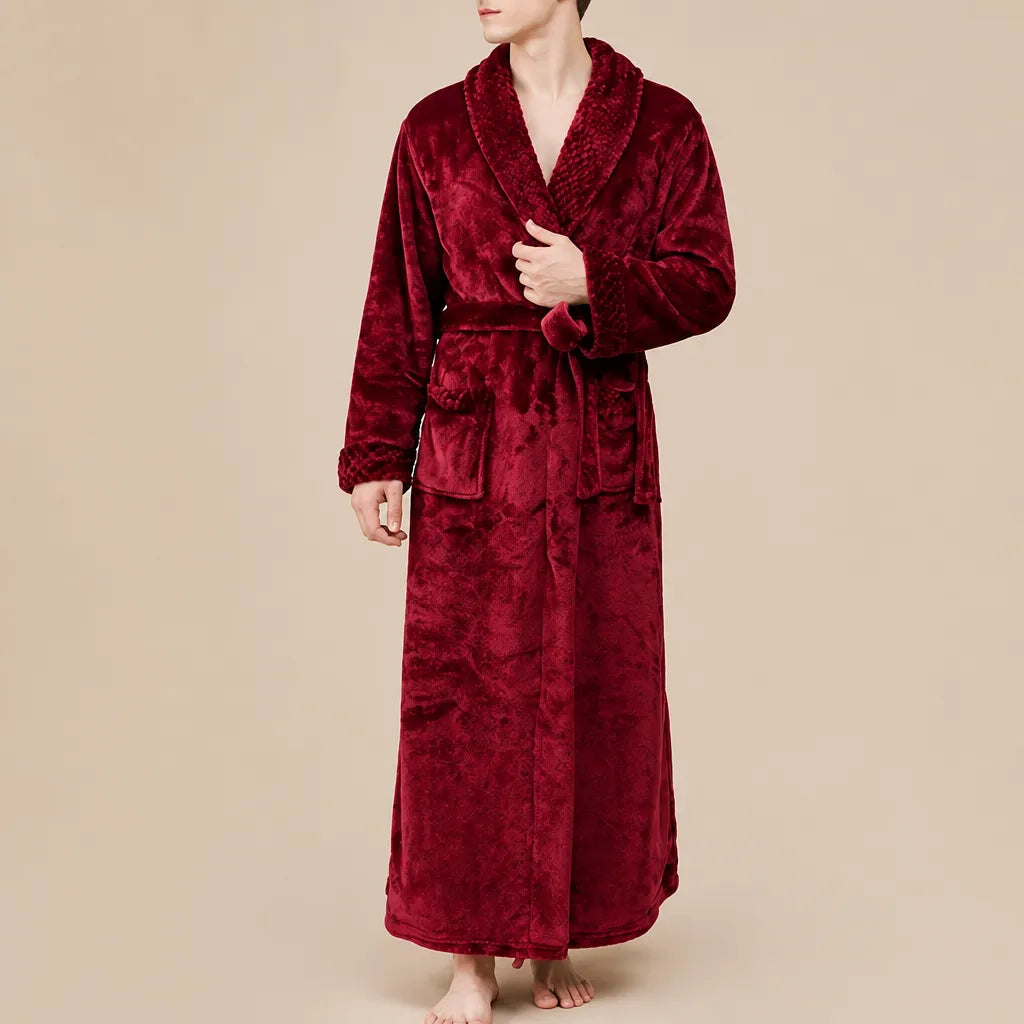 La boutique du peignoir Peignoir Homme Polaire - Velours Col Châle, Bordeaux