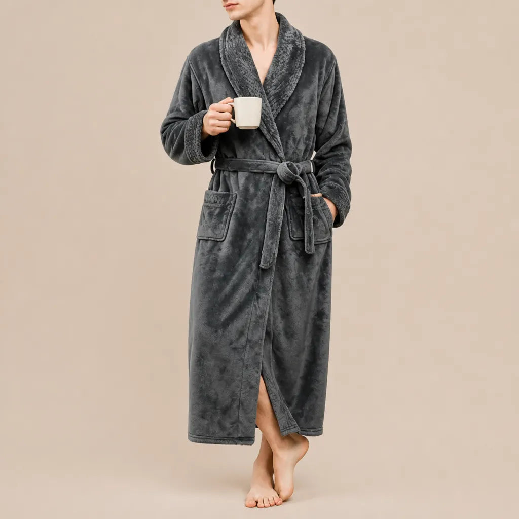 La boutique du peignoir Peignoir Homme Polaire - Velours Col Châle, Gris
