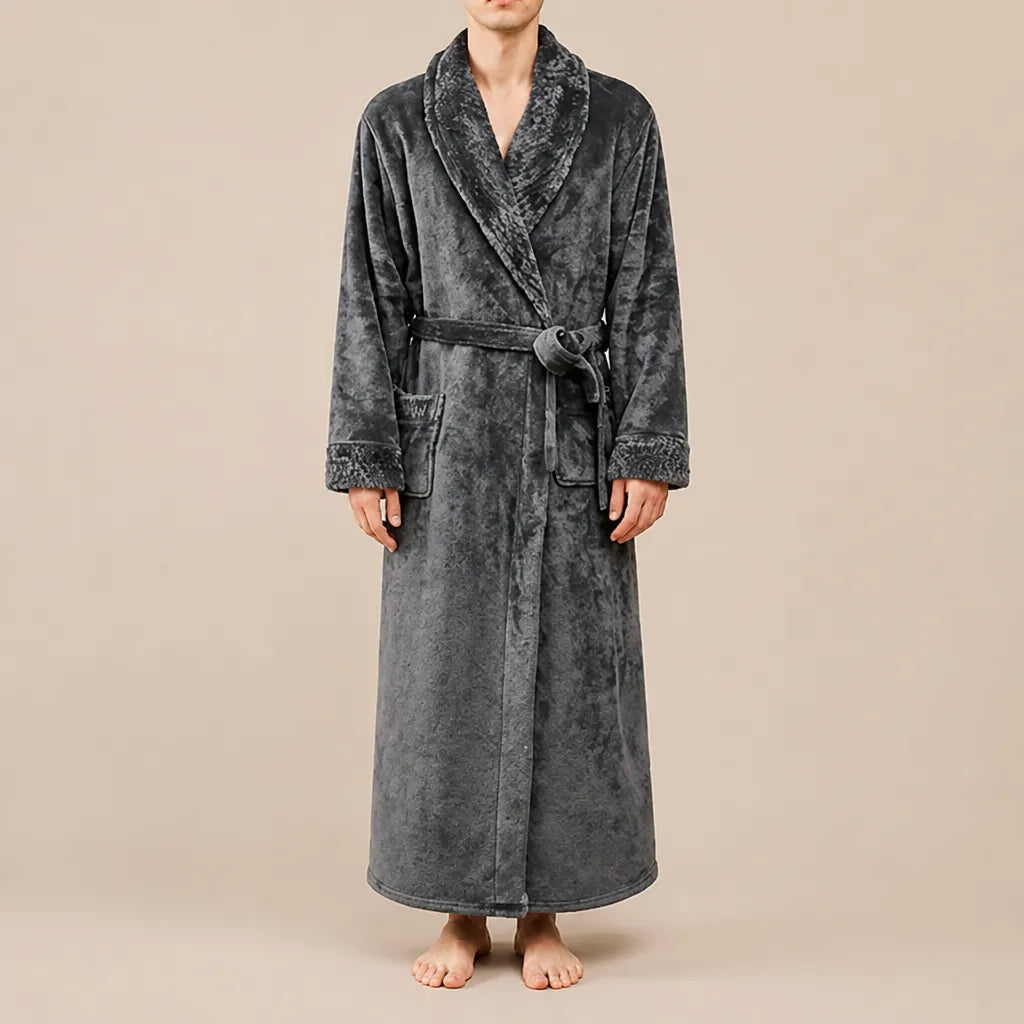 La boutique du peignoir Peignoir Homme Polaire - Velours Col Châle, Gris