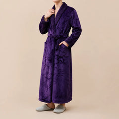 La boutique du peignoir Peignoir Homme Polaire - Velours Col Châle, Violet Prune