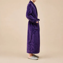 La boutique du peignoir Peignoir Homme Polaire - Velours Col Châle, Violet Prune