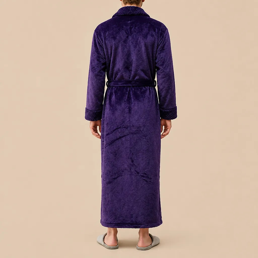 La boutique du peignoir Peignoir Homme Polaire - Velours Col Châle, Violet Prune
