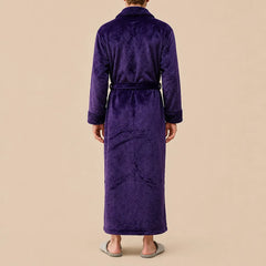 La boutique du peignoir Peignoir Homme Polaire - Velours Col Châle, Violet Prune
