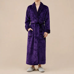 La boutique du peignoir Peignoir Homme Polaire - Velours Col Châle, Violet Prune