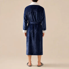 La boutique du peignoir Peignoir Homme Polaire - Velours Col Fausse Fourrure, Bleu Marine