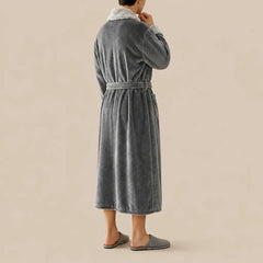 La boutique du peignoir Peignoir Homme Polaire - Velours Col Fausse Fourrure, Gris