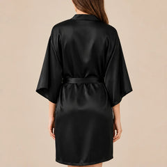 La boutique du peignoir Peignoir Kimono Femme - Court en Satin Uni, Noir