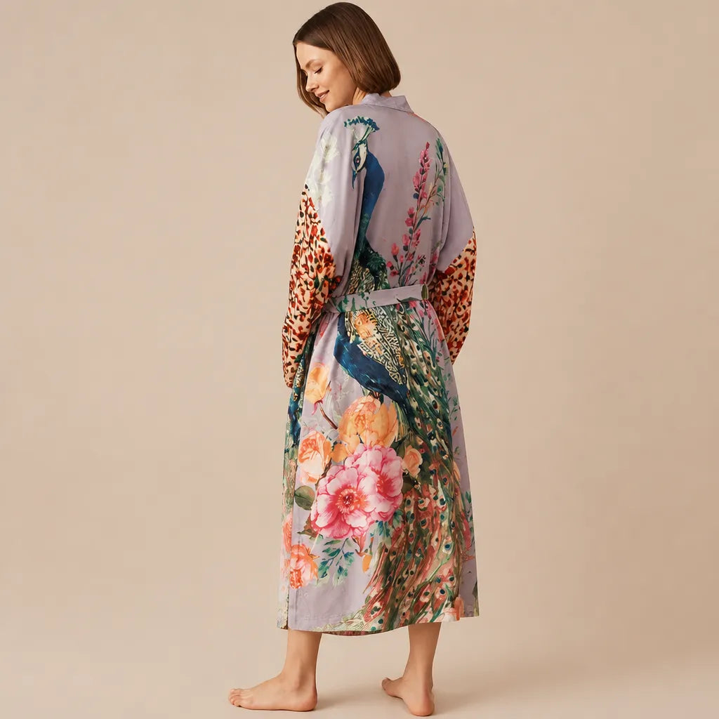 La boutique du peignoir Peignoir Kimono Femme - Voile de Plage à Paon, Lilas