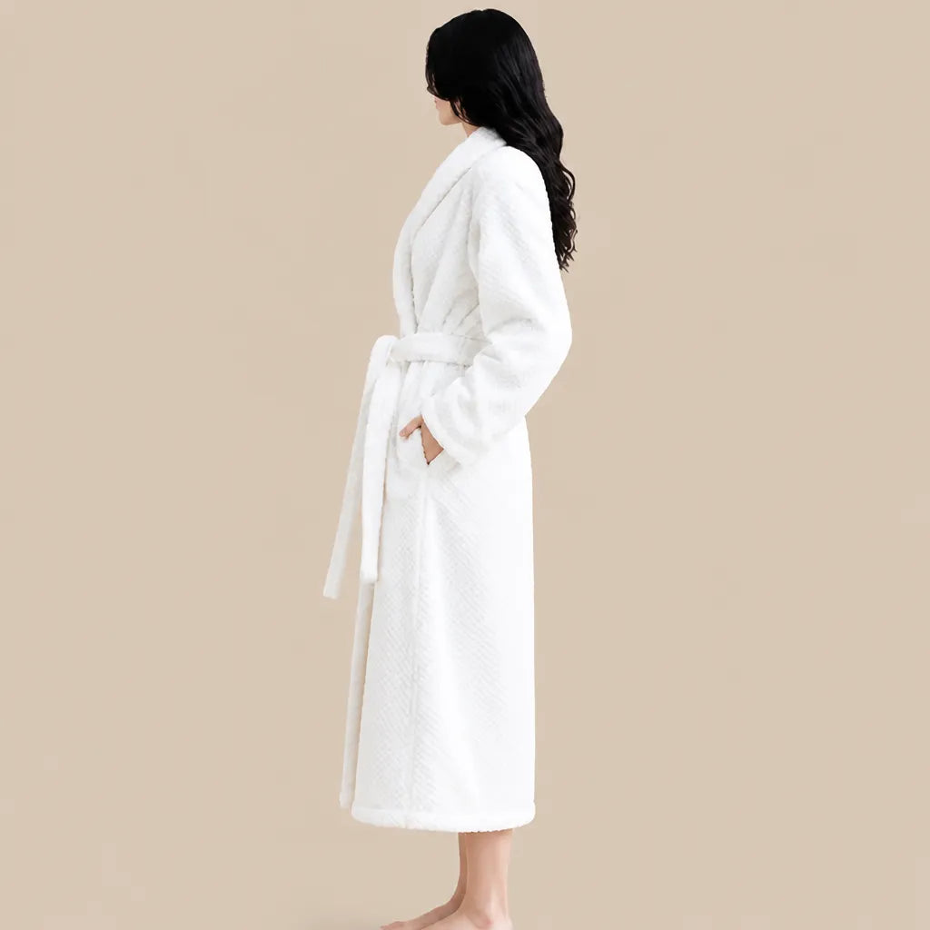 La boutique du peignoir Peignoir Long Femme - en Polaire Épaisse, Blanc