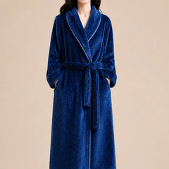 La boutique du peignoir Peignoir Long Femme - en Polaire Épaisse, Bleu Marine