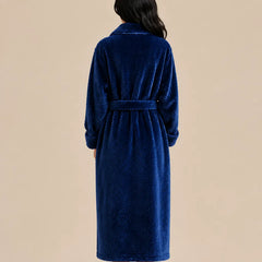 La boutique du peignoir Peignoir Long Femme - en Polaire Épaisse, Bleu Marine