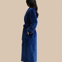 La boutique du peignoir Peignoir Long Femme - en Polaire Épaisse, Bleu Marine