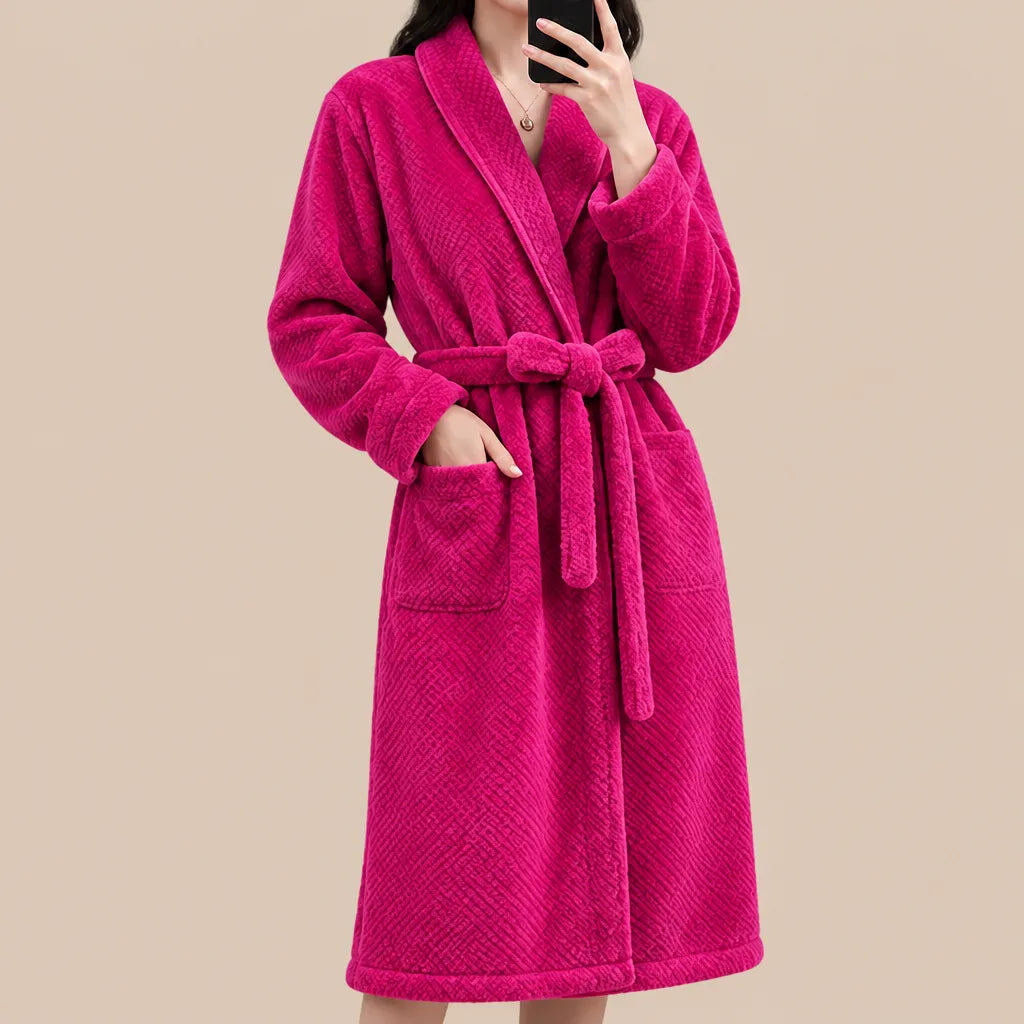La boutique du peignoir Peignoir Long Femme - en Polaire Épaisse, Fuchsia