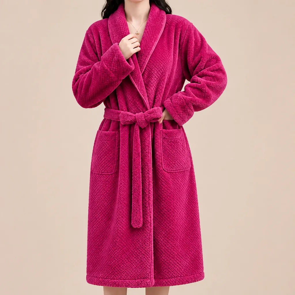 La boutique du peignoir Peignoir Long Femme - en Polaire Épaisse, Fuchsia