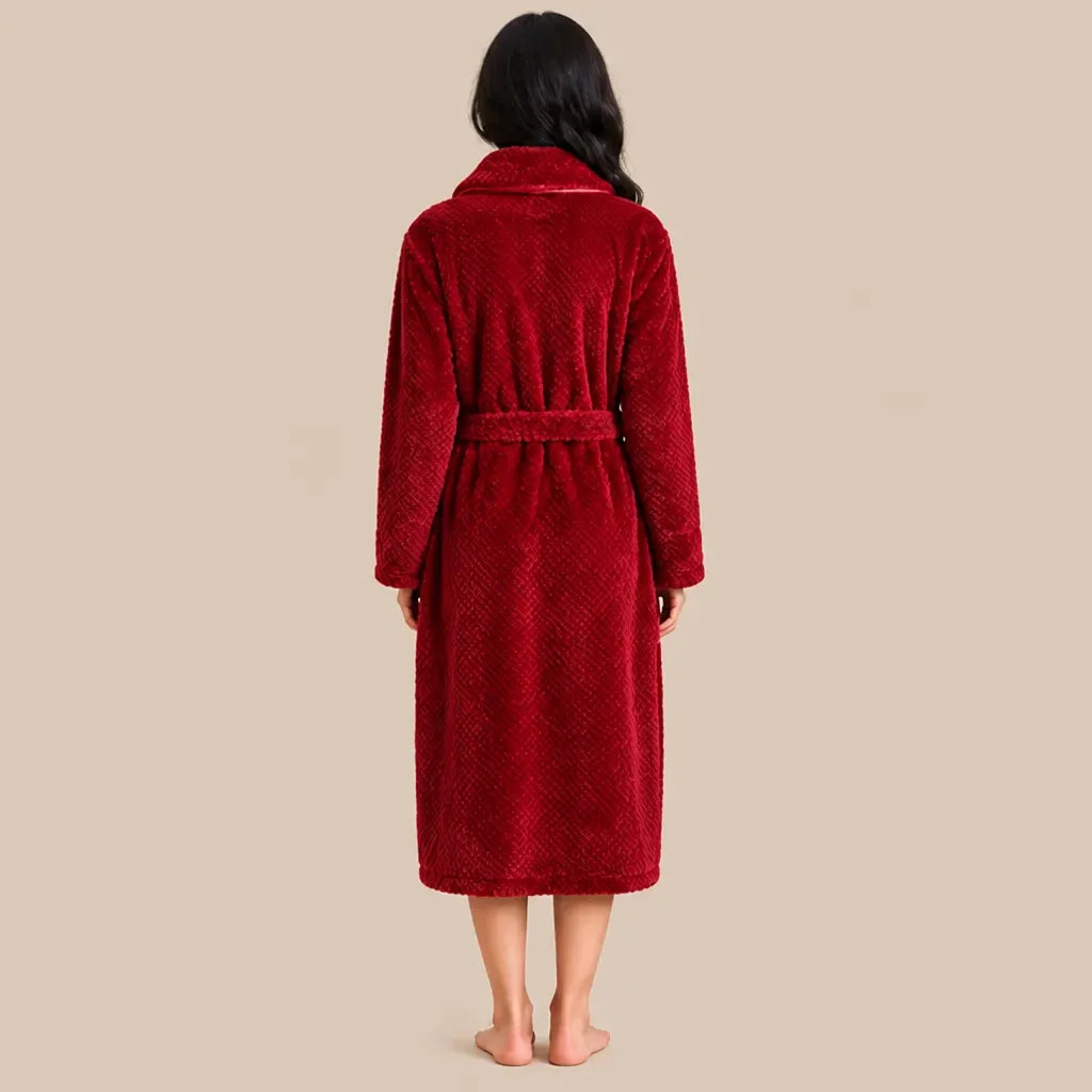 La boutique du peignoir Peignoir Long Femme - en Polaire Épaisse, Rouge Cerise