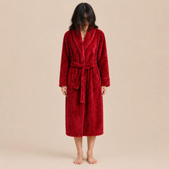 La boutique du peignoir Peignoir Long Femme - en Polaire Épaisse, Rouge Cerise