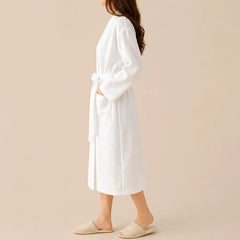 La boutique du peignoir Peignoir Nid d'Abeille Femme - Long et Léger, Blanc