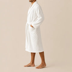 La boutique du peignoir Peignoir Nid d'Abeille - Unisexe Côtelé en Coton, Blanc
