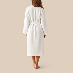La boutique du peignoir Peignoir Nid d'Abeille - Unisexe Côtelé en Coton, Blanc