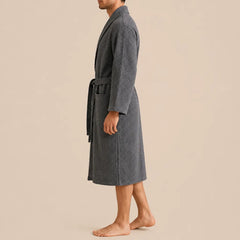 La boutique du peignoir Peignoir Nid d'Abeille - Unisexe Côtelé en Coton, Gris Anthracite