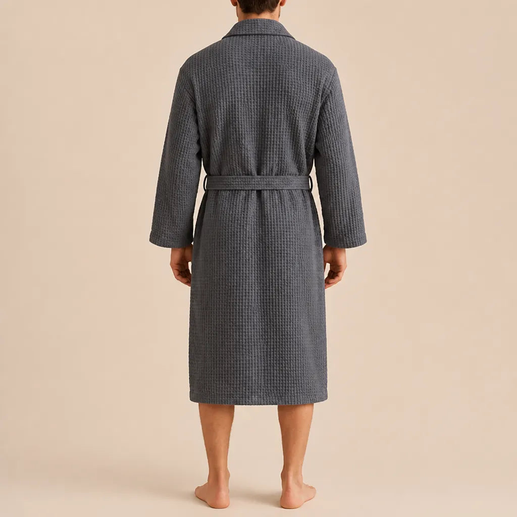 La boutique du peignoir Peignoir Nid d'Abeille - Unisexe Côtelé en Coton, Gris Anthracite