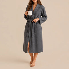 La boutique du peignoir Peignoir Nid d'Abeille - Unisexe Côtelé en Coton, Gris Anthracite