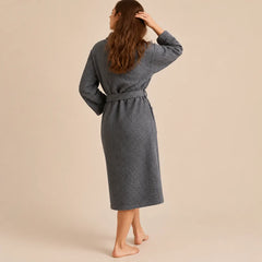 La boutique du peignoir Peignoir Nid d'Abeille - Unisexe Côtelé en Coton, Gris Anthracite