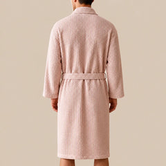 La boutique du peignoir Peignoir Nid d'Abeille - Unisexe Côtelé en Coton, Rose Poudré