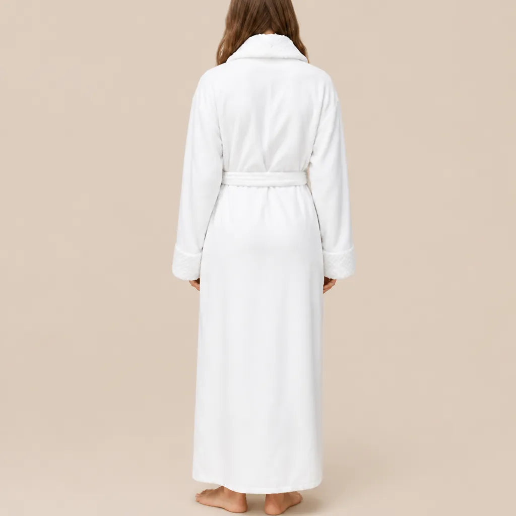 La boutique du peignoir Peignoir Velours Femme - Col Châle, Blanc
