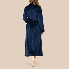 La boutique du peignoir Peignoir Velours Femme - Col Châle, Bleu Marine