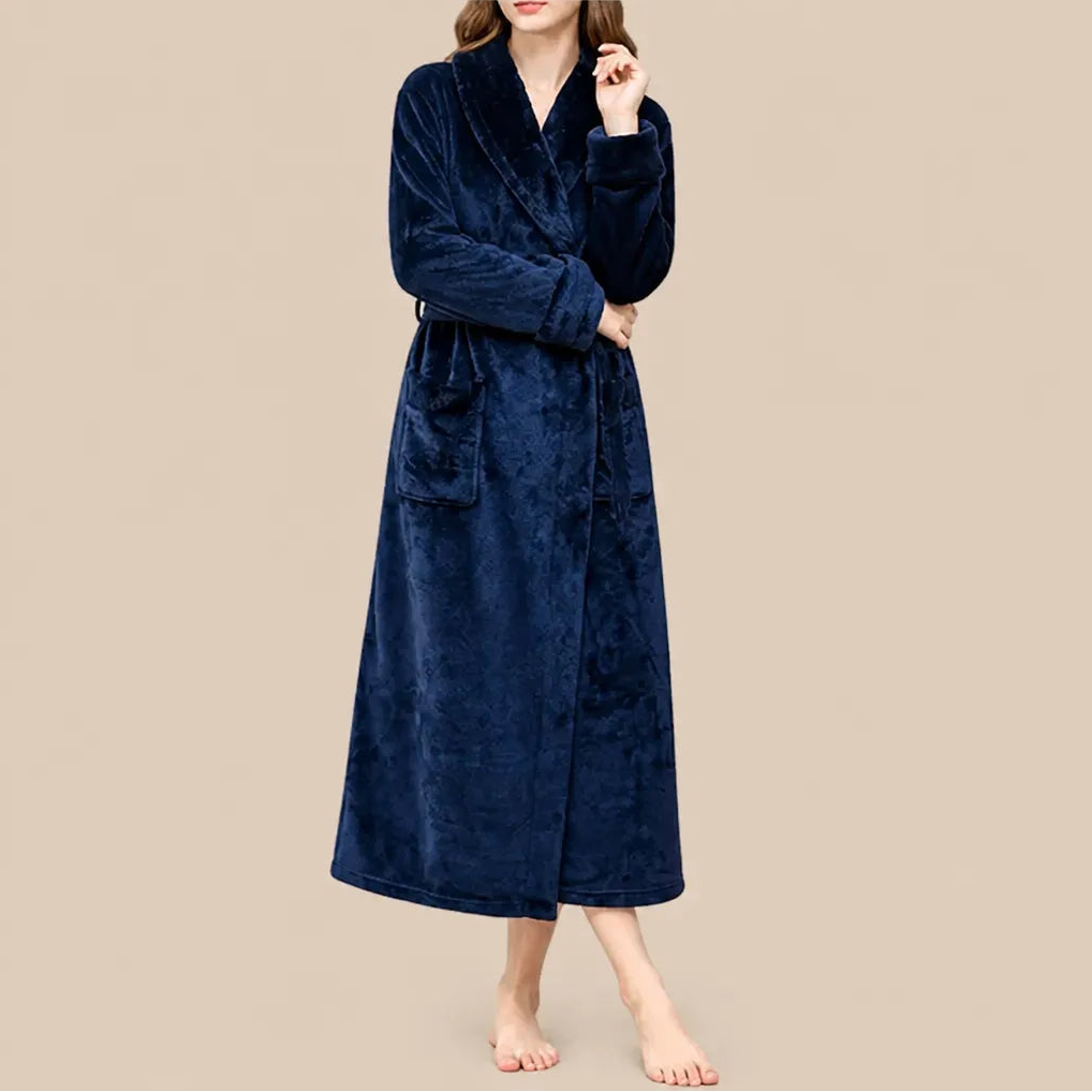 La boutique du peignoir Peignoir Velours Femme - Col Châle, Bleu Marine