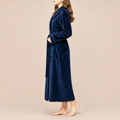 La boutique du peignoir Peignoir Velours Femme - Col Châle, Bleu Marine
