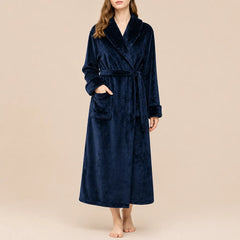 La boutique du peignoir Peignoir Velours Femme - Col Châle, Bleu Marine