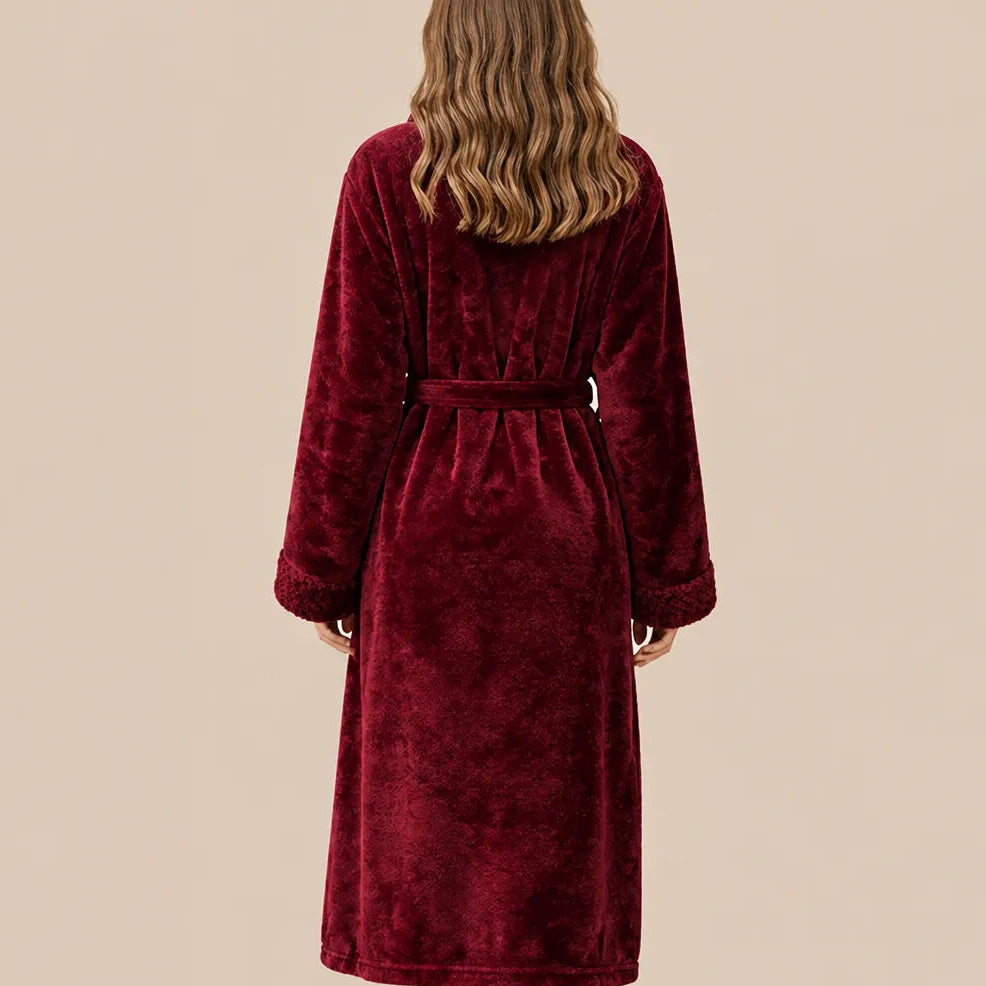La boutique du peignoir Peignoir Velours Femme - Col Châle, Bordeaux