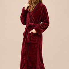 La boutique du peignoir Peignoir Velours Femme - Col Châle, Bordeaux