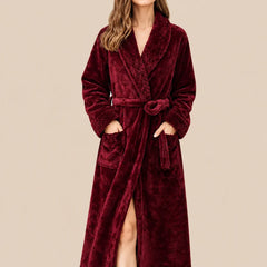 La boutique du peignoir Peignoir Velours Femme - Col Châle, Bordeaux