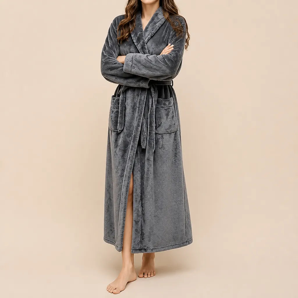 La boutique du peignoir Peignoir Velours Femme - Col Châle, Gris