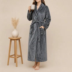La boutique du peignoir Peignoir Velours Femme - Col Châle, Gris
