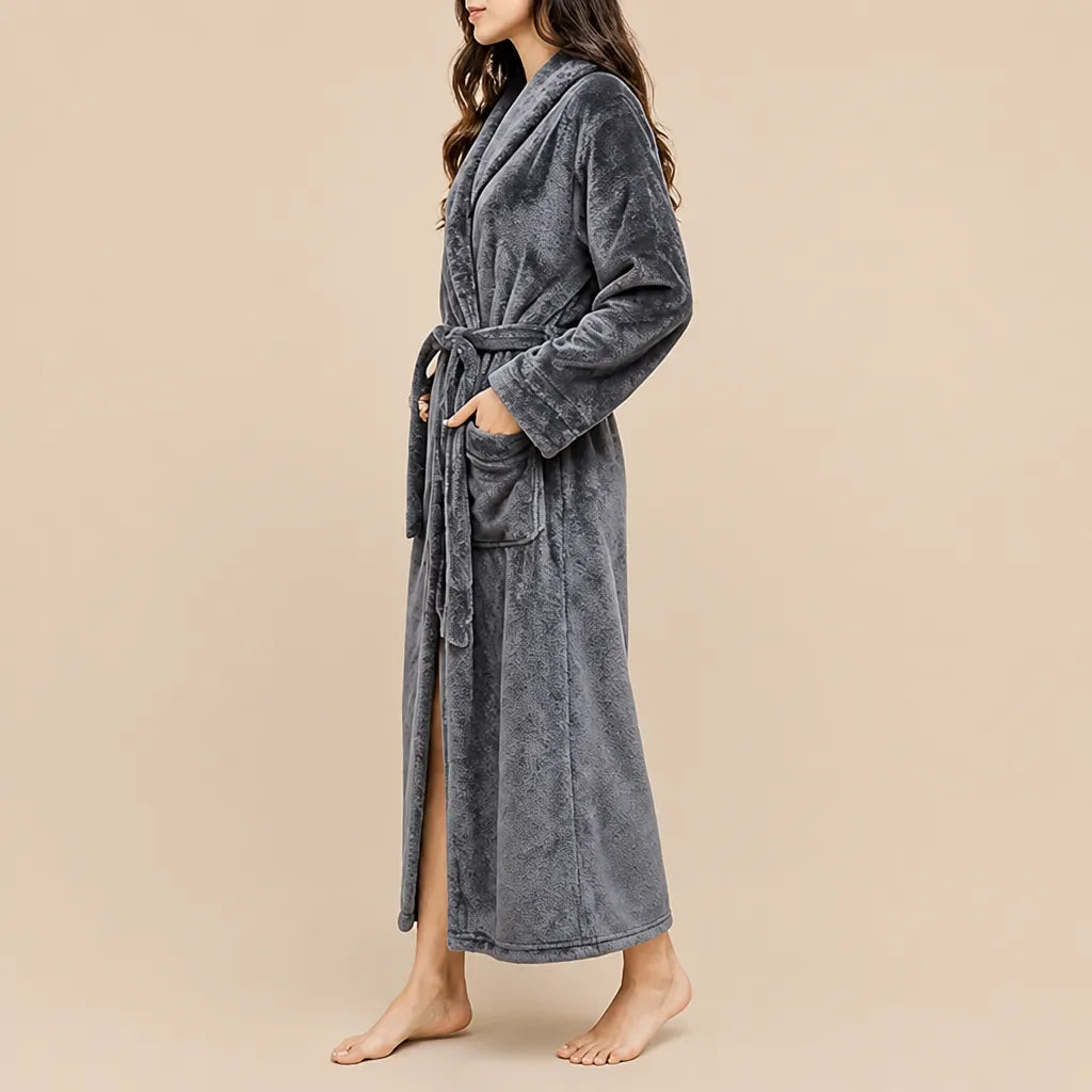 La boutique du peignoir Peignoir Velours Femme - Col Châle, Gris