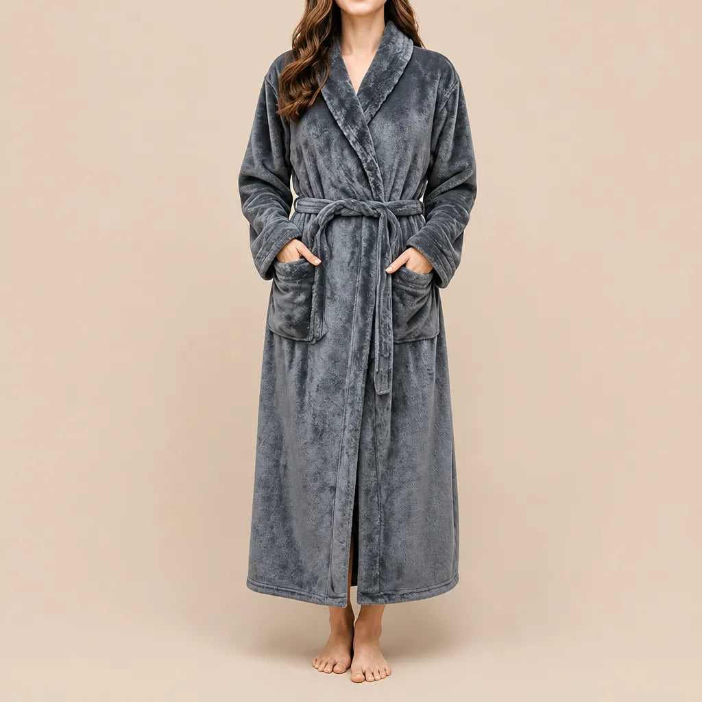 La boutique du peignoir Peignoir Velours Femme - Col Châle, Gris