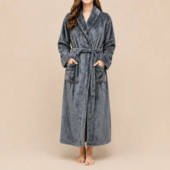 La boutique du peignoir Peignoir Velours Femme - Col Châle, Gris