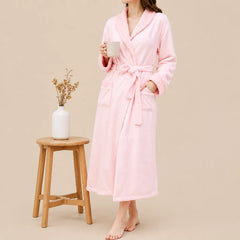 La boutique du peignoir Peignoir Velours Femme - Col Châle, Rose Poudré