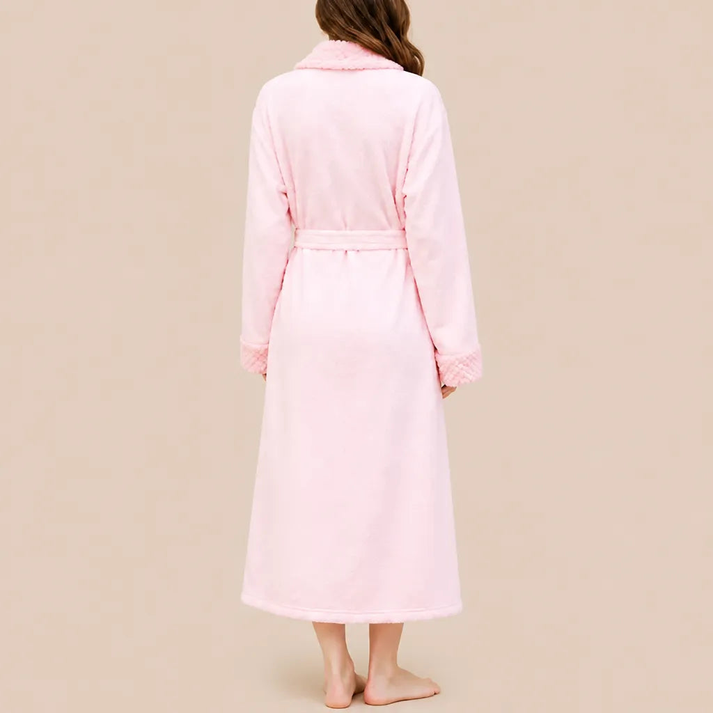 La boutique du peignoir Peignoir Velours Femme - Col Châle, Rose Poudré