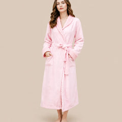 La boutique du peignoir Peignoir Velours Femme - Col Châle, Rose Poudré