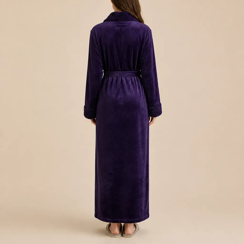 La boutique du peignoir Peignoir Velours Femme - Col Châle, Violet Prune
