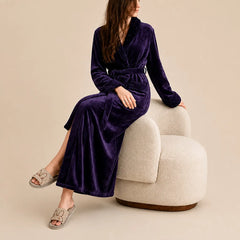 La boutique du peignoir Peignoir Velours Femme - Col Châle, Violet Prune
